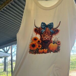 Cow Print Tank Top with Blue Bow